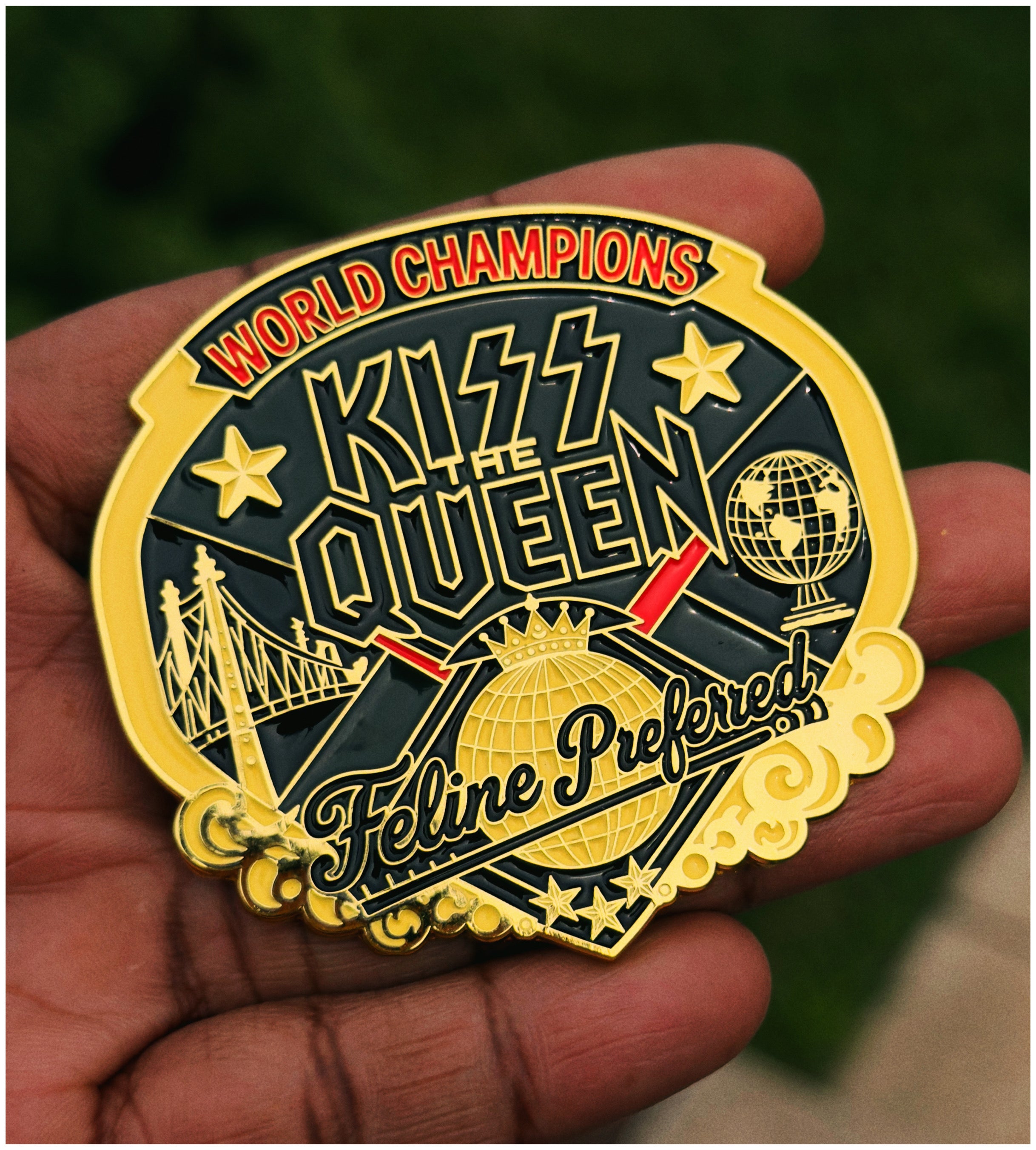 Kiss The Queen Enamel Pin